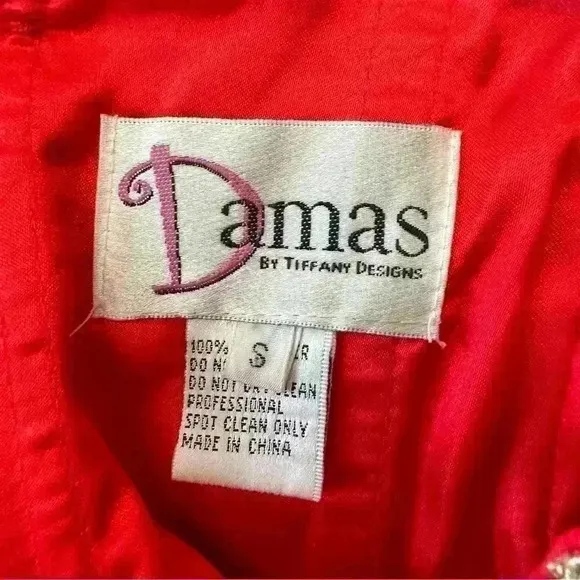 Damas By Tiffany Designs Beaded Dress GownSz‎ Small Tulle Little Red Lace Corset - Image 9