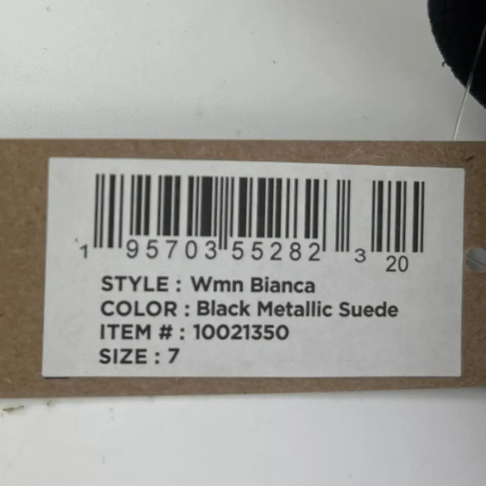 NEW Toms Bianca Black Metallic Suede Square Toe Mary Jane Flats Shoes Size 7 - Image 5