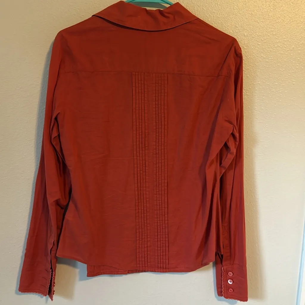 Oilily Burnt Orange Red Button Down Shirt Size 38 - Image 9