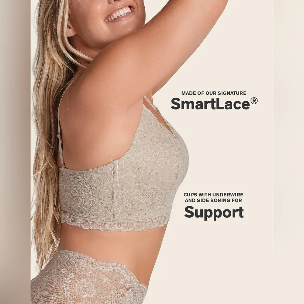 Leonisa Luxe Lace Underwire Smoothing Bustier Size 36B Nude - Image 3