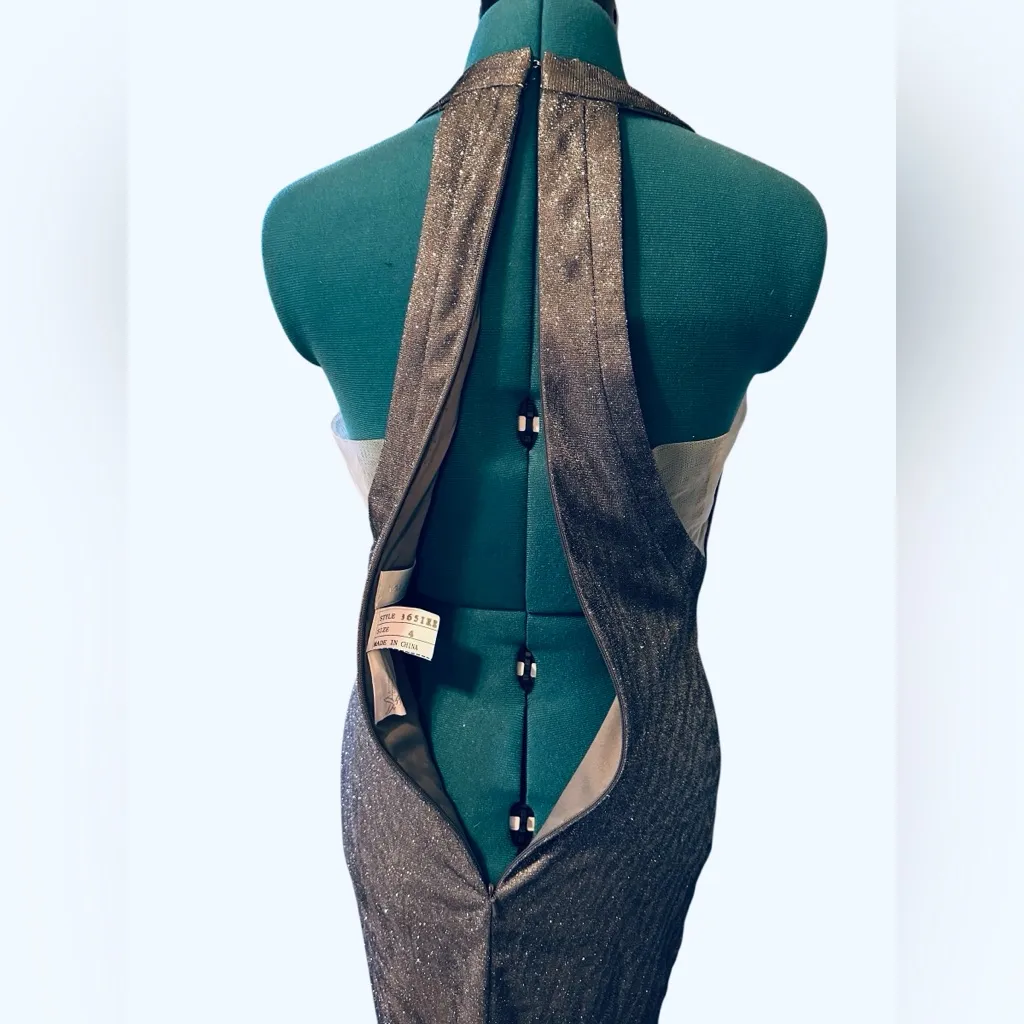 Val Stefani Cocktail Charcoal Glitter Sheath Vneck Sleeveless Mini Dress Size 4 Gray - Image 7