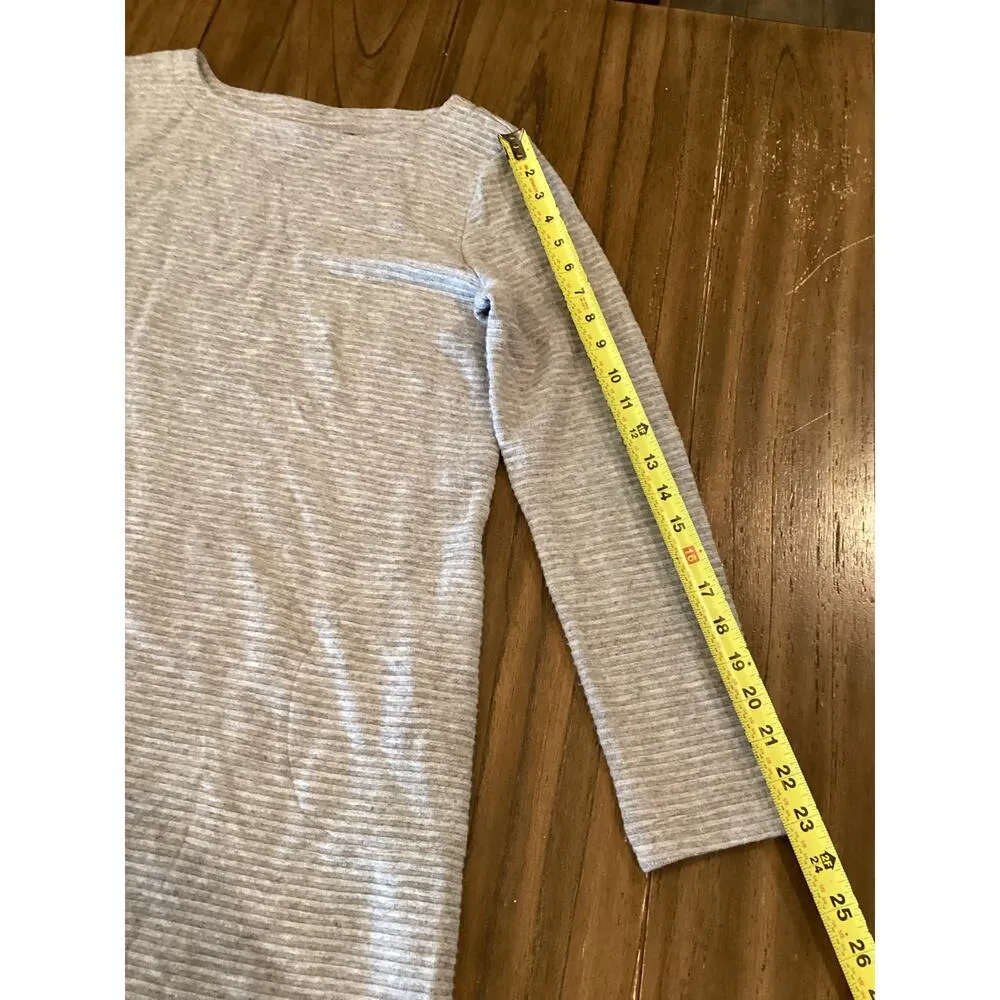 J. Jill Rib Knit Chunky Sweater Dress long sleeve Side Pockets Heather Gray S - Image 3