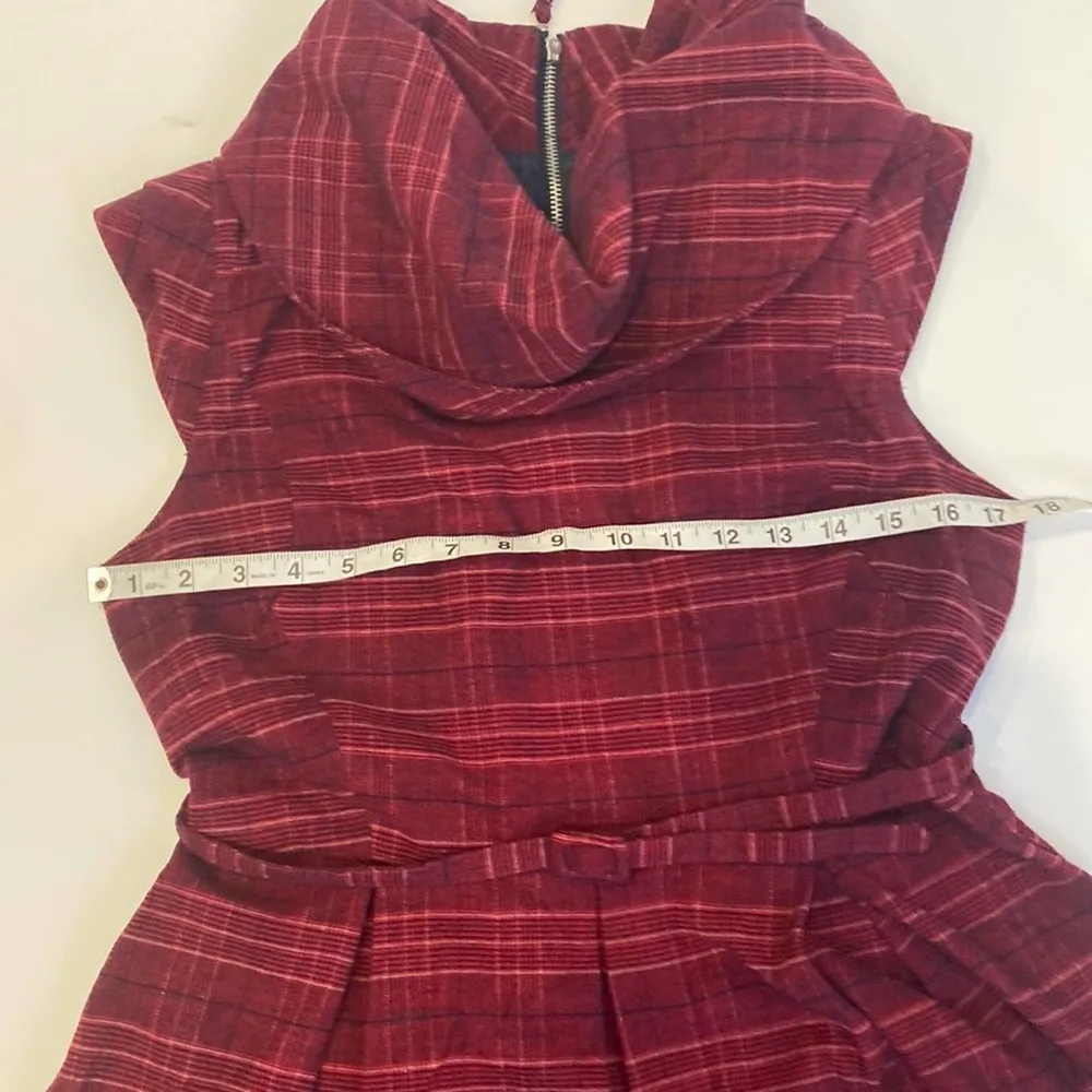 GO International Plaid Women’s Cowl Neck Pleated Skirt Midi Dress EUC Sz 11 - Image 11
