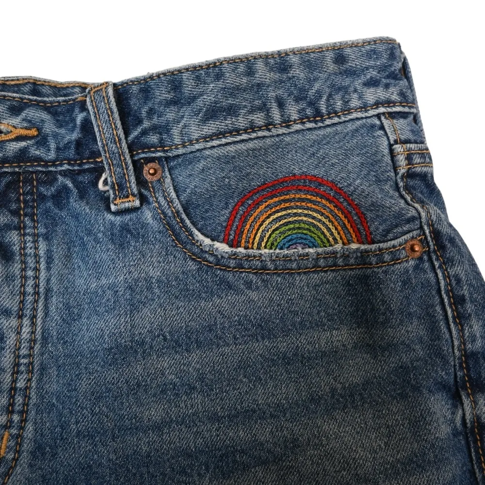Old Navy Womens 12 O.G. Short High Rise Rainbow Embellished Denim Jean Shorts - Image 4