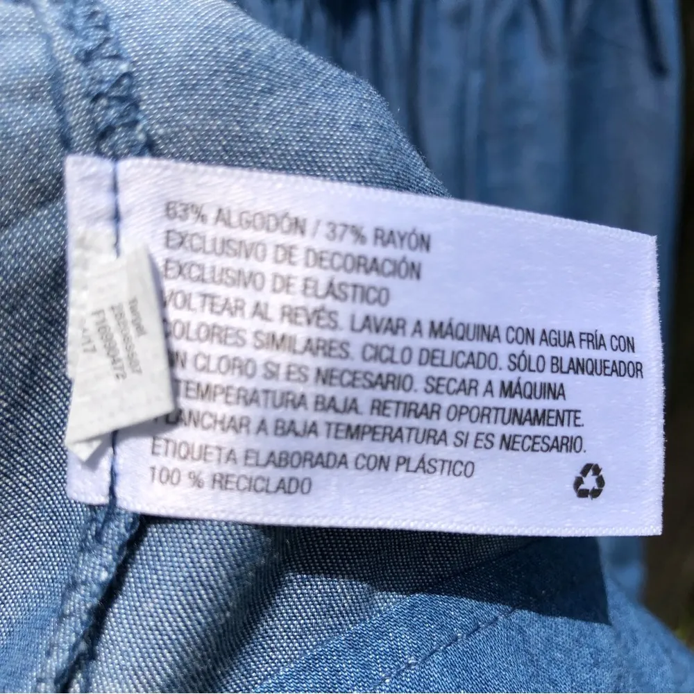 EMBROIDED DENIM OFF THE SHOULDER FLAP OVER DENIM LOOKING DRESS WITH POCKETS L - Image 6