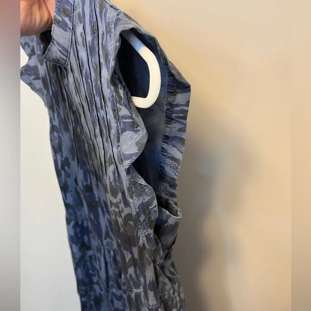 Anthropologie Jenee Tiered Tunic Dress Blue Leopard Print Sz XS - Image 9