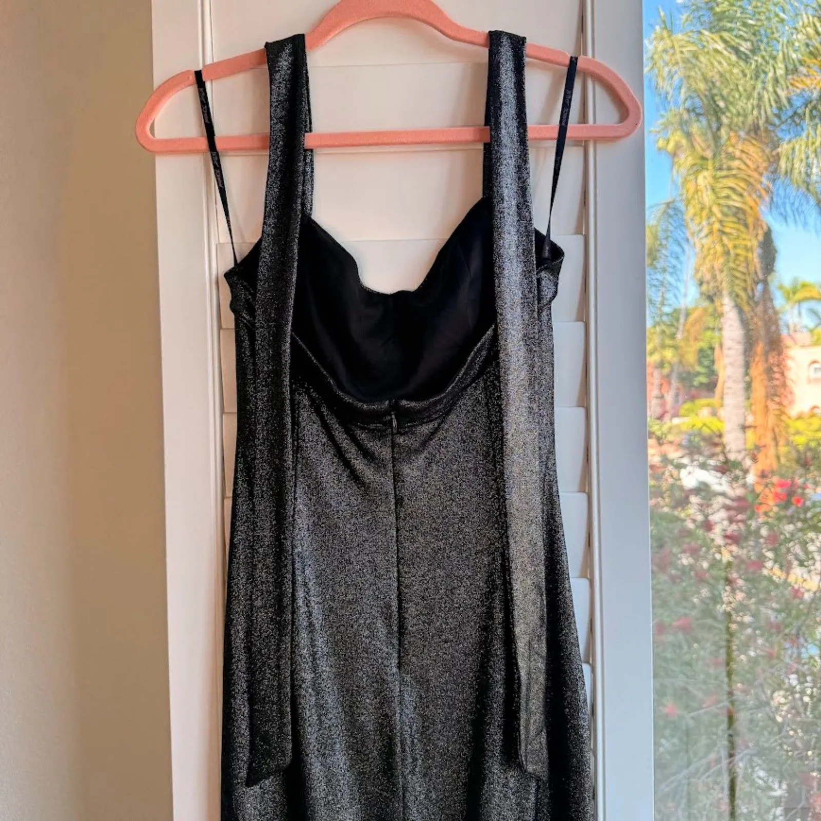 Vintage Betsey Johnson Halter Cocktail Dress in Metallic Black Silver size 4 Y2K - Image 8