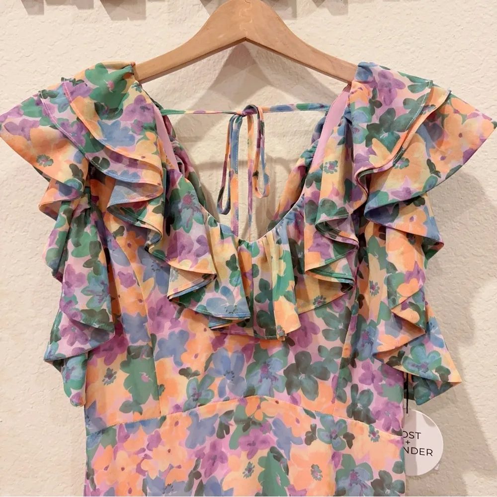 Lost + Wander Florescence Midi Dress in Yellow Purple Floral One Size NWT - Image 3