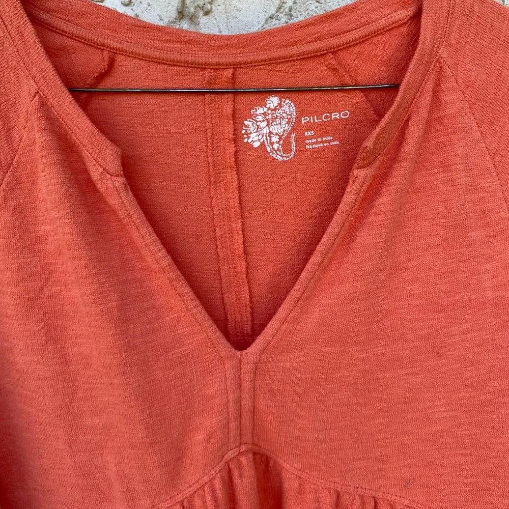 Pilcro by Anthropologie Size XXS Terrycloth orange boho long sleeve top cotton - Image 3