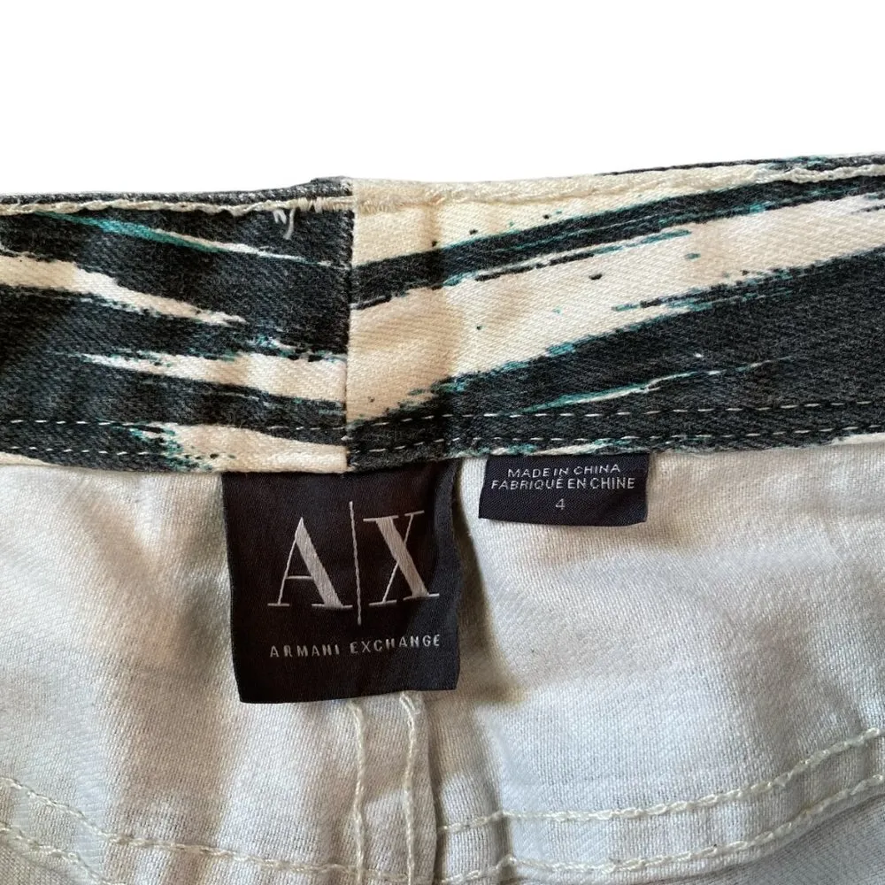 Armani Exchange womens size 4 brushed stripe black gray teal white skinny jeans - Image 12