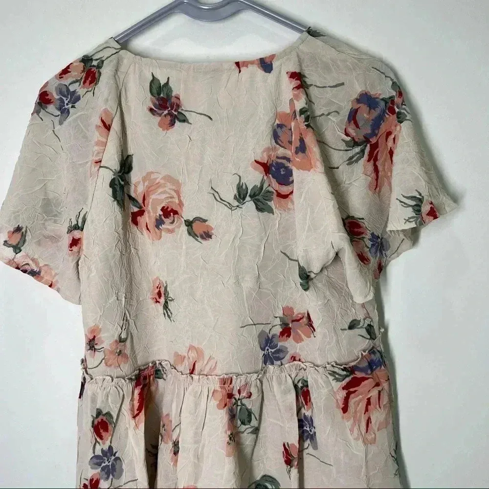 LUCKY BRAND Women's Pink Floral Flutter short sleeve  Top S - Image 6