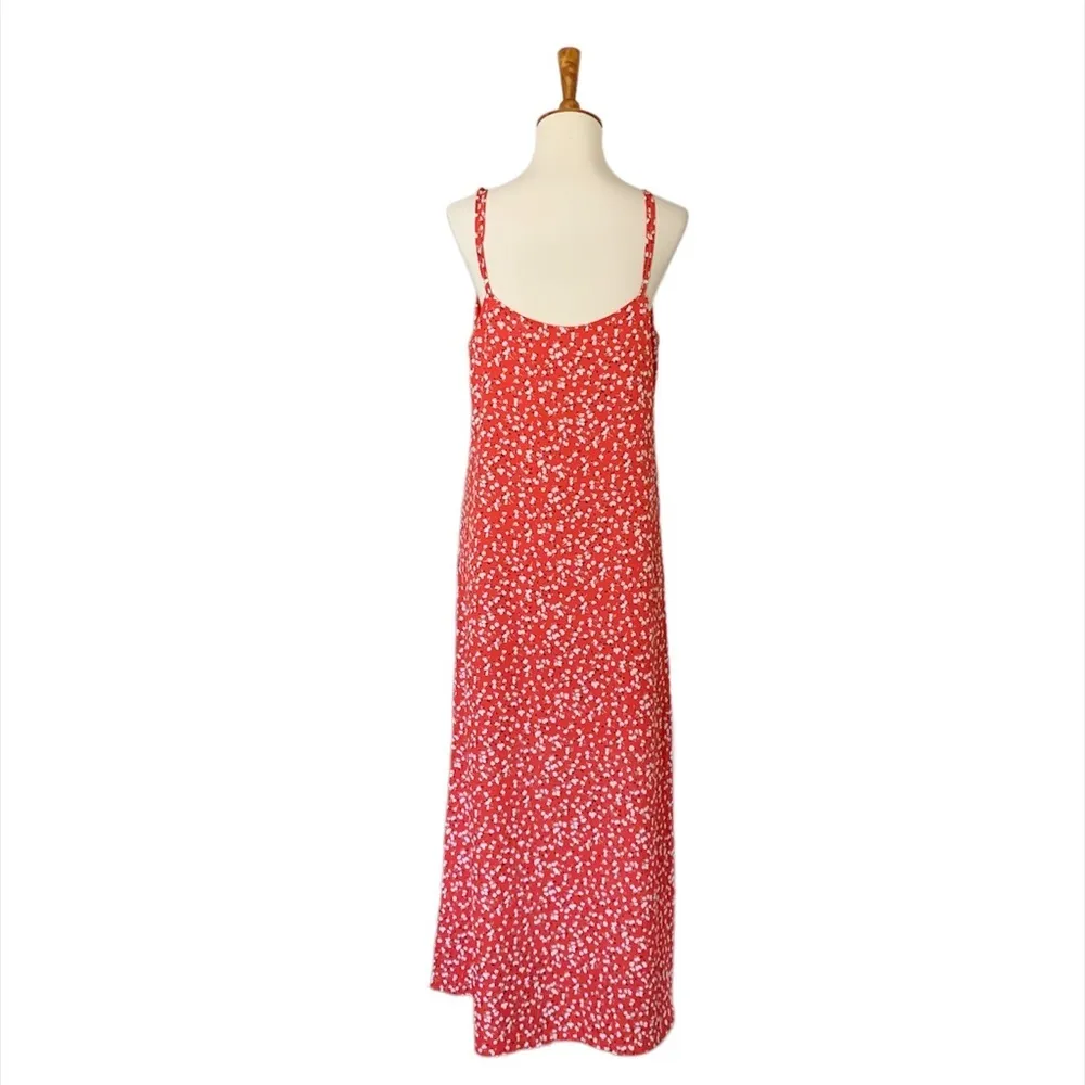 Blues & Greys Mini Floral Print Slip Dress Size Medium Red White - Image 5