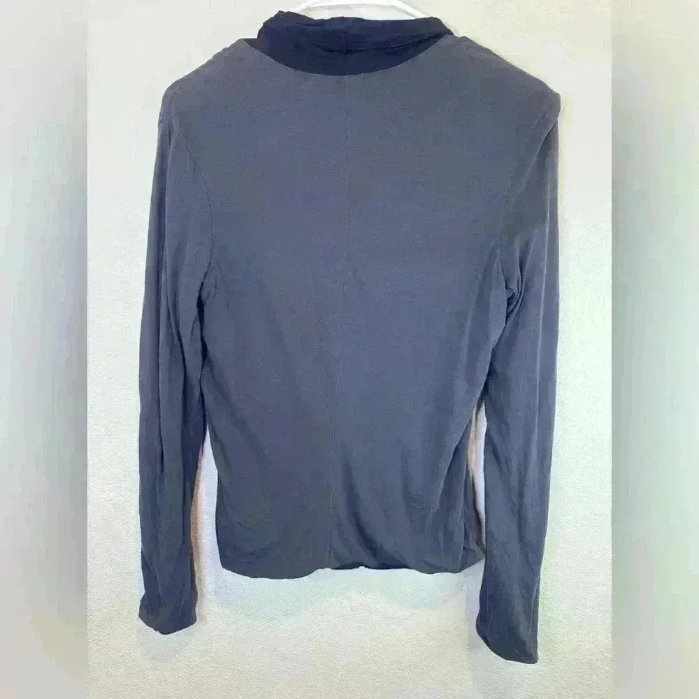 James Perse Women’s Drape Lapel One Button Pockets Lightweight Black Blazer Sz 2 - Image 2