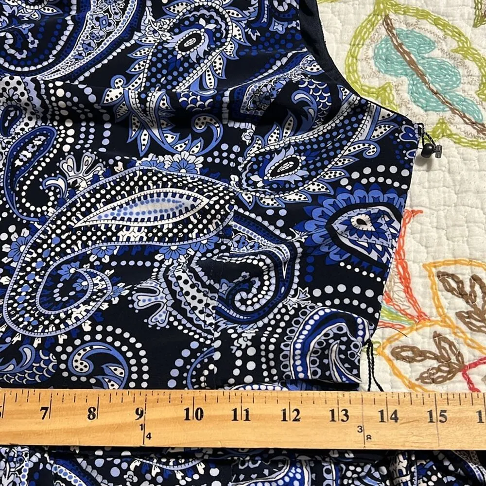 Tommy Hilfiger womens size 2 blue paisley stretch knit cropped wide leg jumpsuit - Image 8