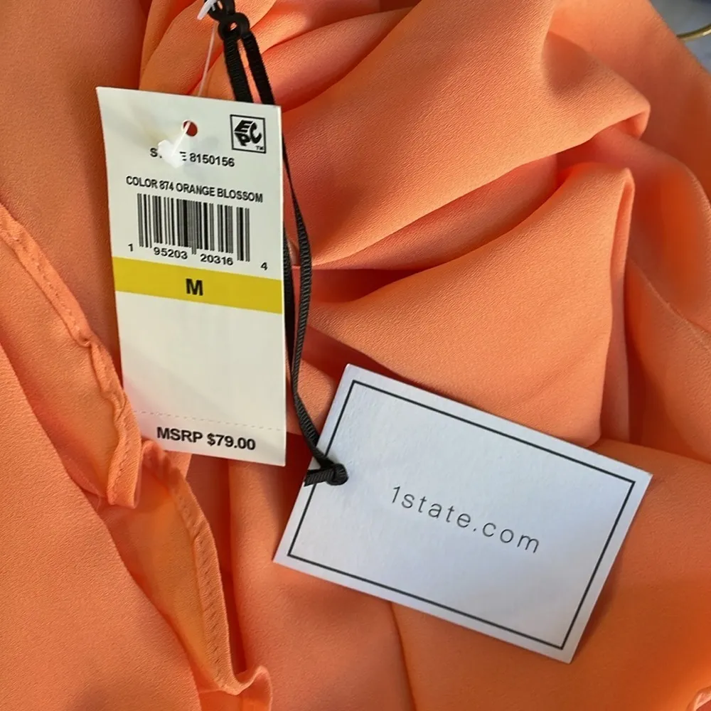 1.State Orange Ruffle Sleeve Cold Shoulder Blouse - Image 6