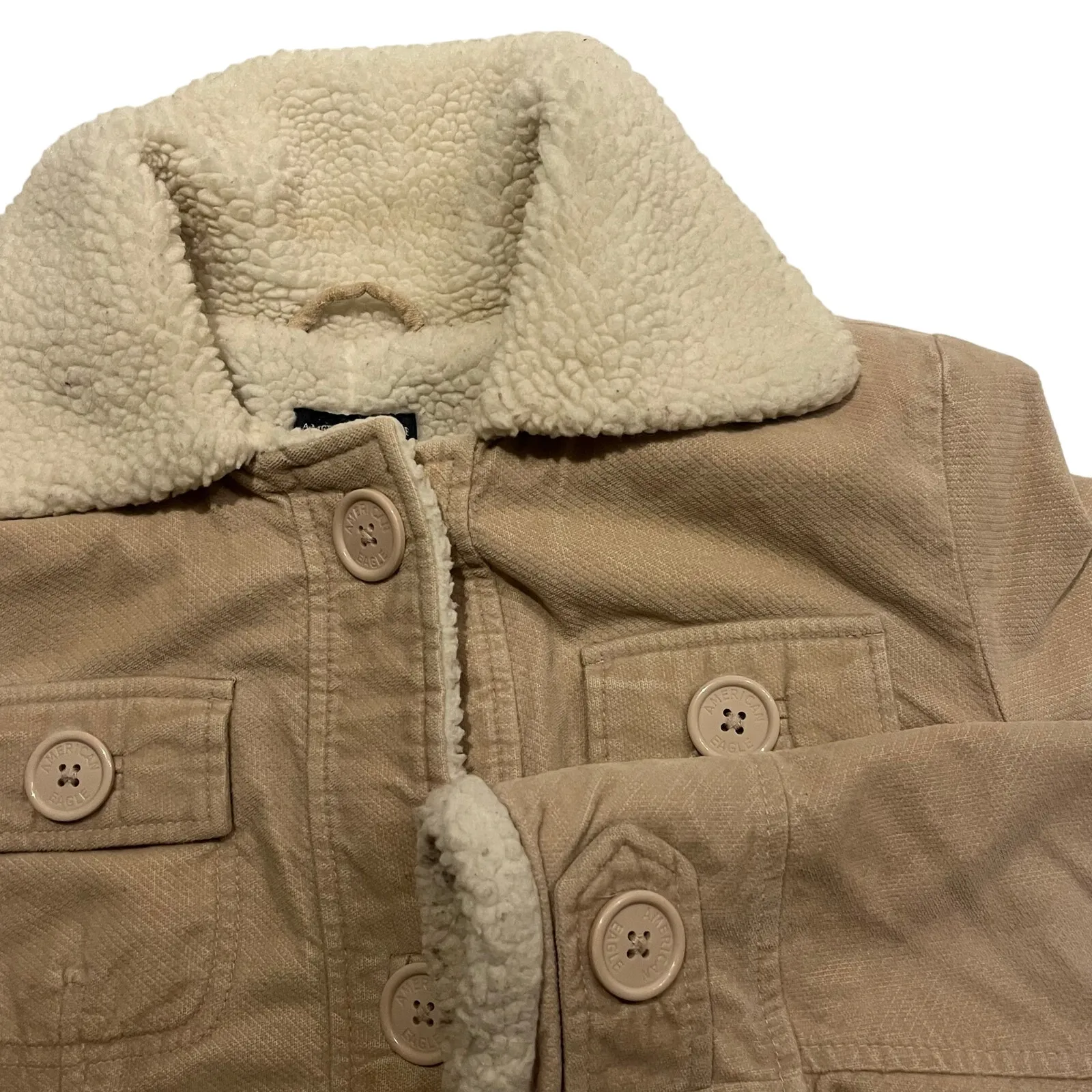 American Eagle Outfitters Women’s Barn Coat M Long Length Sherpa‎ Lined Corduroy - Image 2