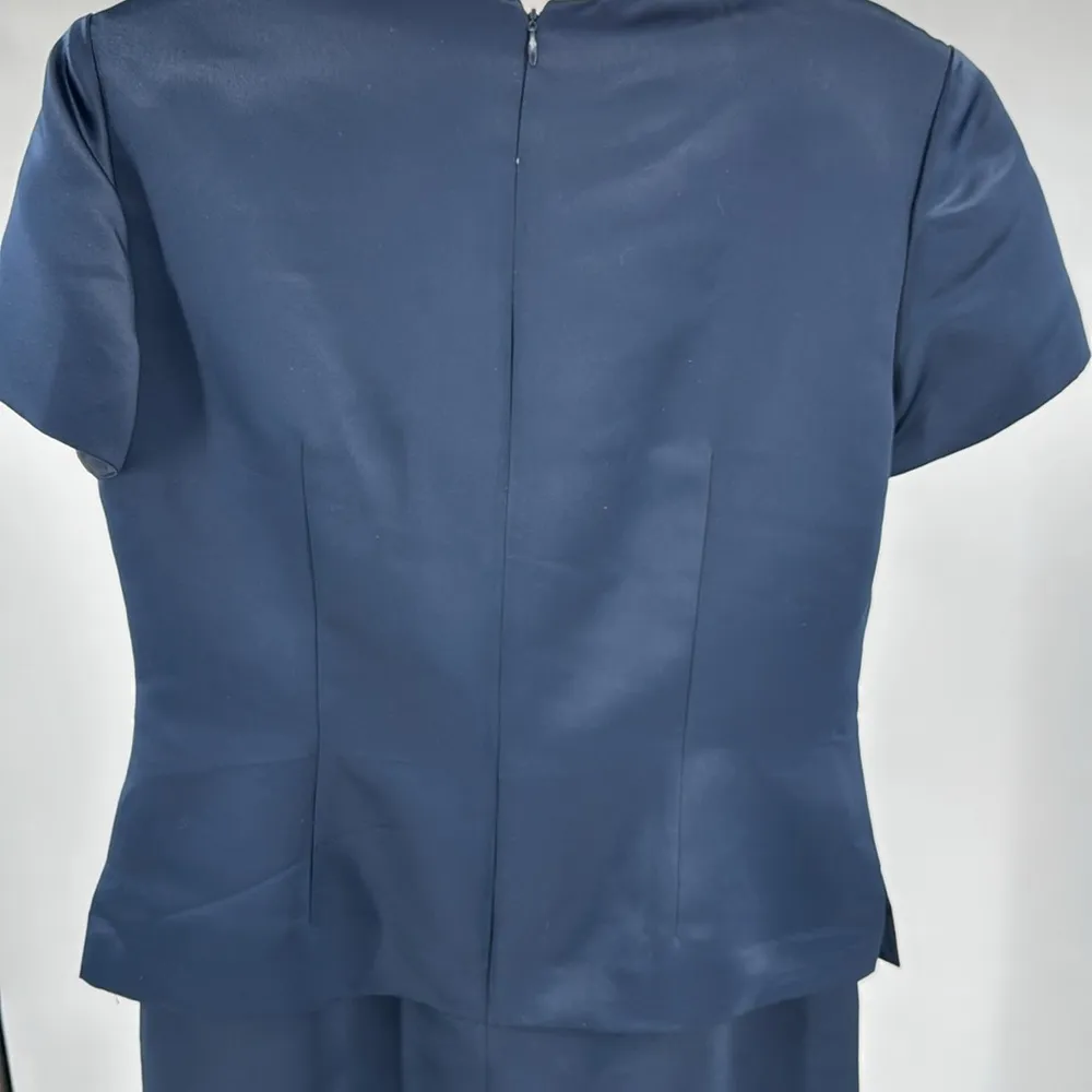 Liz Claiborne Nights navy beaded 8 floor length gown mother bride groom formal - Image 4