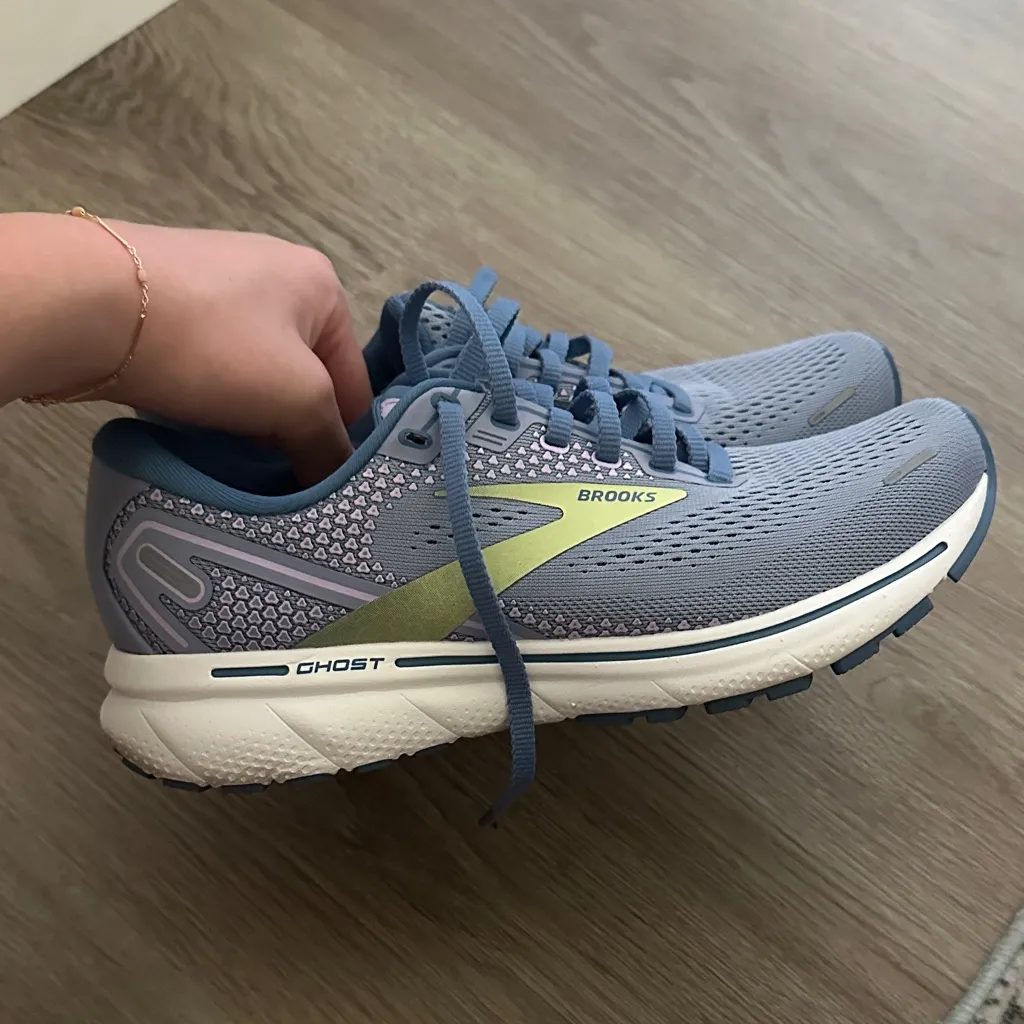 Brooks ghost 14 Blue and Lime Running Shoes - Image 7
