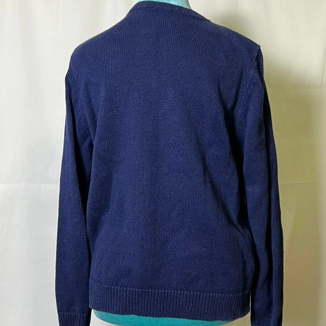 Charming vintage Classic Elements navy blue embroidered cardigan floral Medium - Image 3