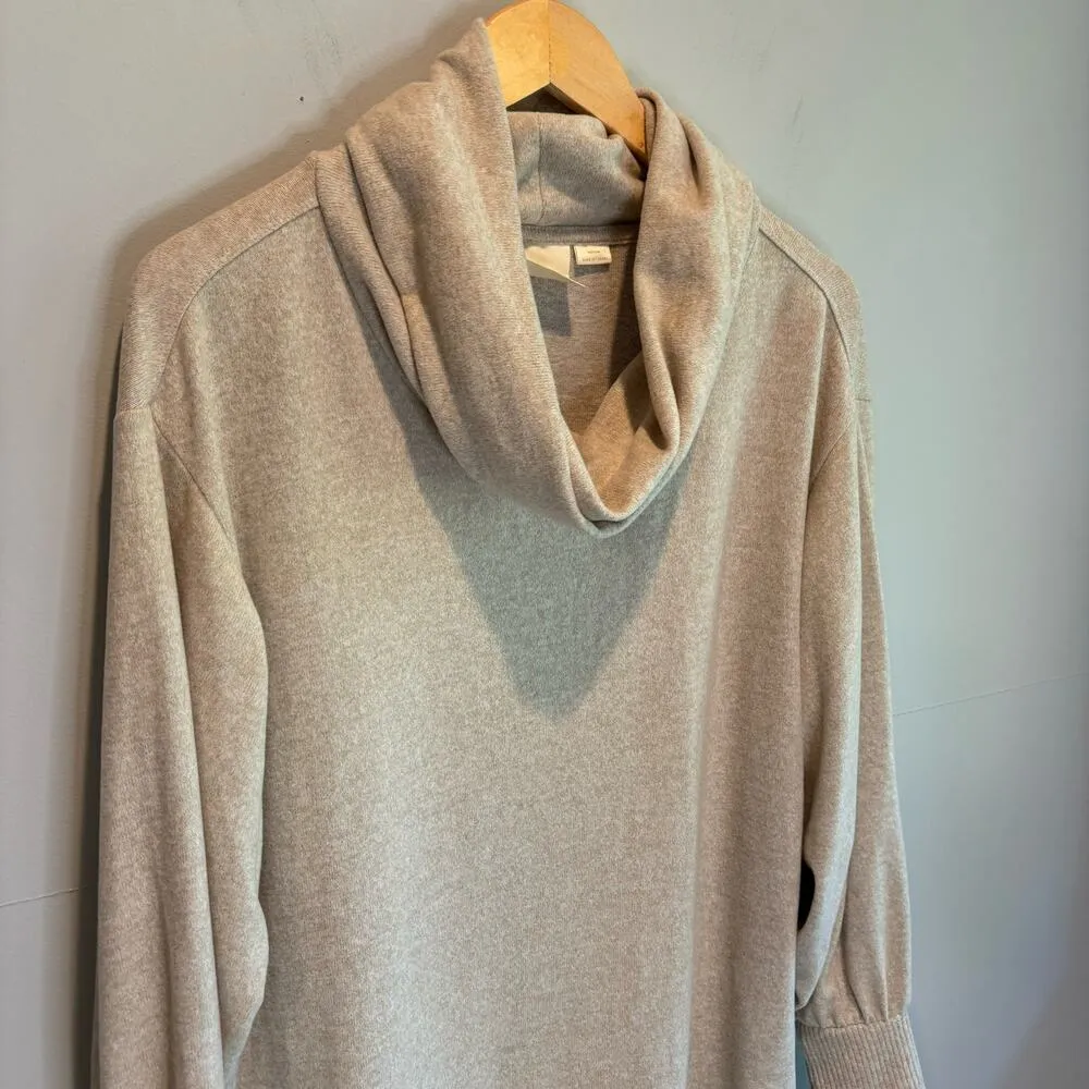 Anthro Maeve Oatmeal Cowl Neck Sweatshirt Dress - size Medium - Image 2