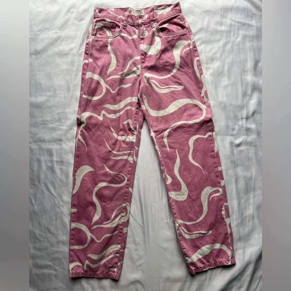 Cotton On Pink and White Swirly Loose Straight Jeans 4 - Image 5
