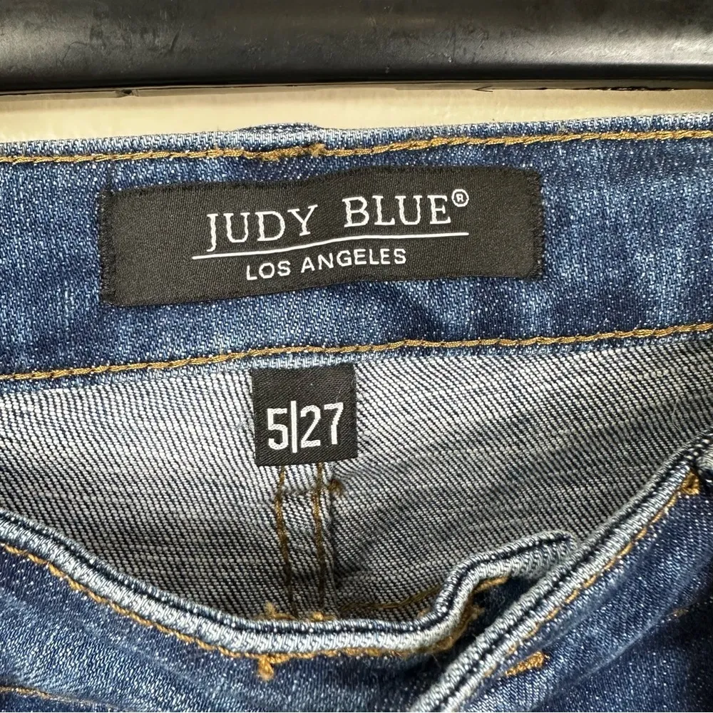 Judy Blue Jeans Women’s 27 Blue Aggie Mid-Rise Thermal Patch Boyfriend Fit - Image 6