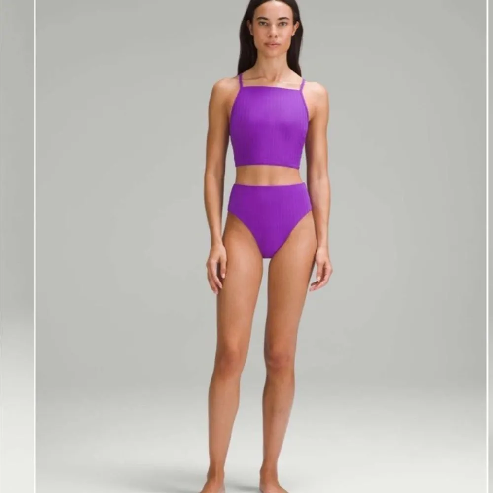 NWT Lululemon Ribbed High-Waist Skimpy-Fit Swim Bottom Atomic Purple- Size 8 - Image 4