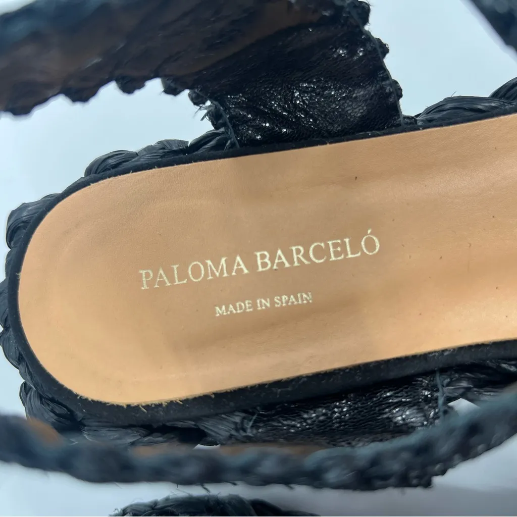 Paloma Barcelo Oda Platform Chunky Rafia Sandals Coastal Tropical Cruise Black Size 8 - Image 6