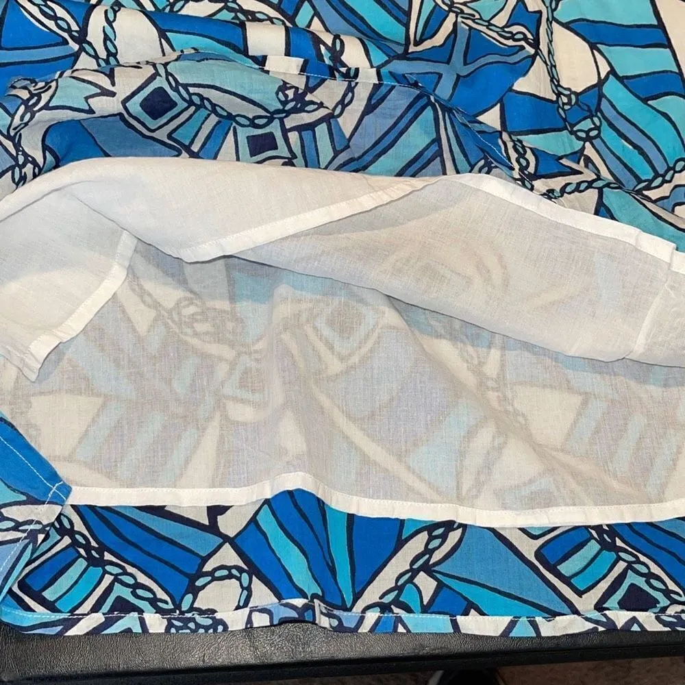 Sail to Sable Womens Shift Dress 100% Cotton 3/4 Sleeve Mini V Neck Blue Size XS - Image 6