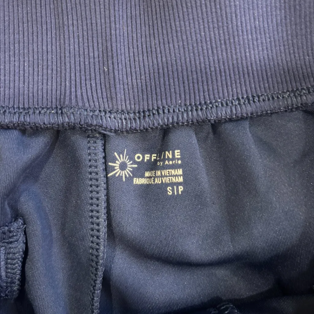 OFFLINE By Aerie Women’s ChillUp Track Trouser Navy Blue Small Wide Leg Cozy - Image 3