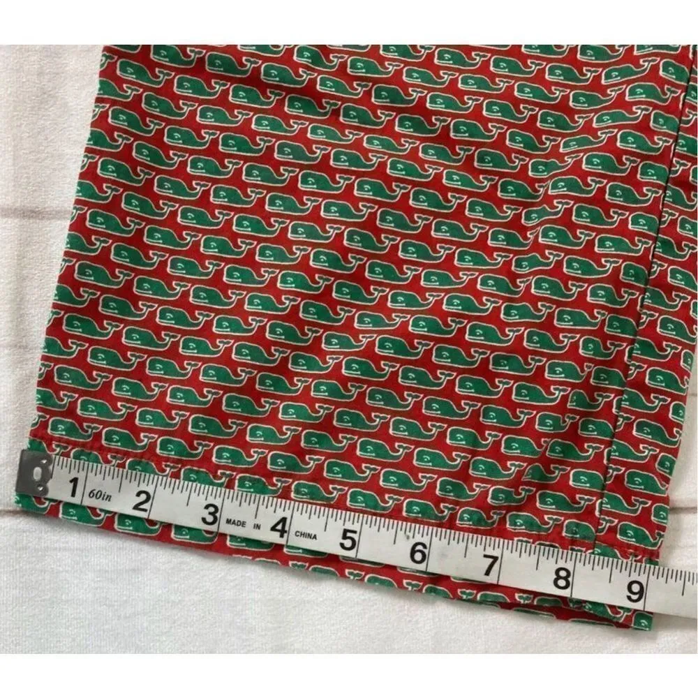 Vineyard Vines Unisex Red & Green Whale Logo Elastic Waistband Pajama Lounge Pan - Image 8