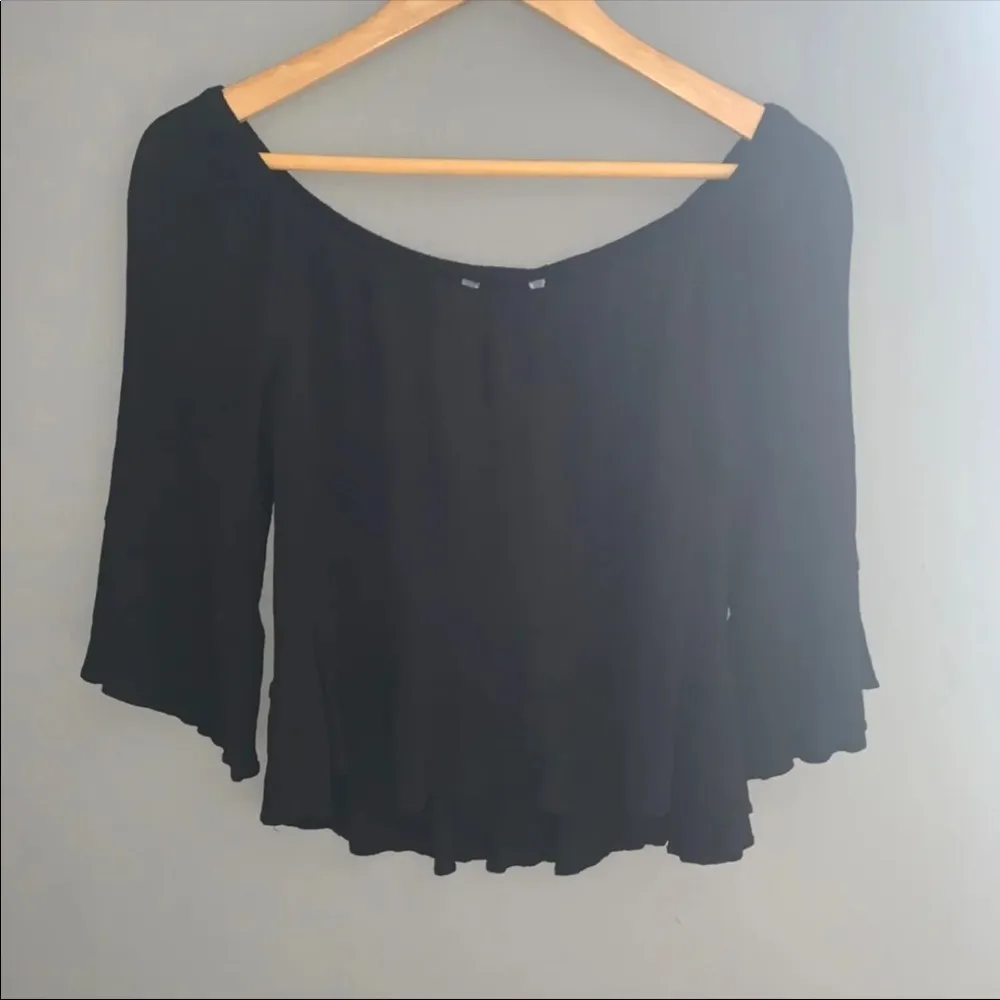 Zara black off shoulder ruffle hem top - Image 5