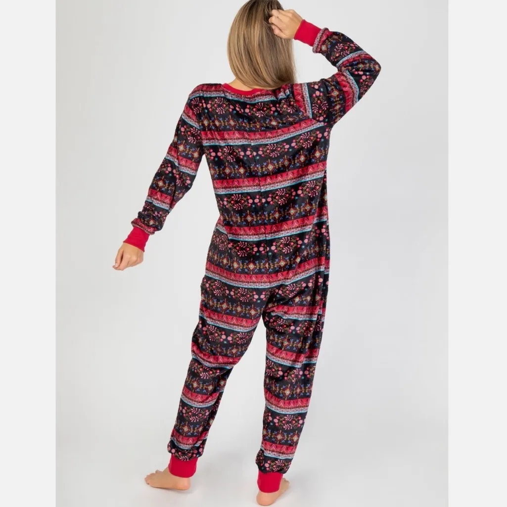 Natural Life Velour Fleece Lined Onesie Pajamas Jumpsuit XS/Small - Image 4