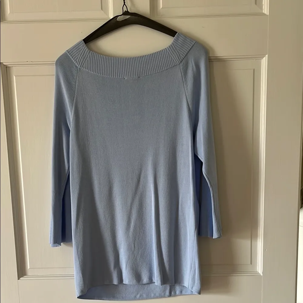 Talbots Baby Blue Fitted Crew Neck Lightweight Sweater - Image 7