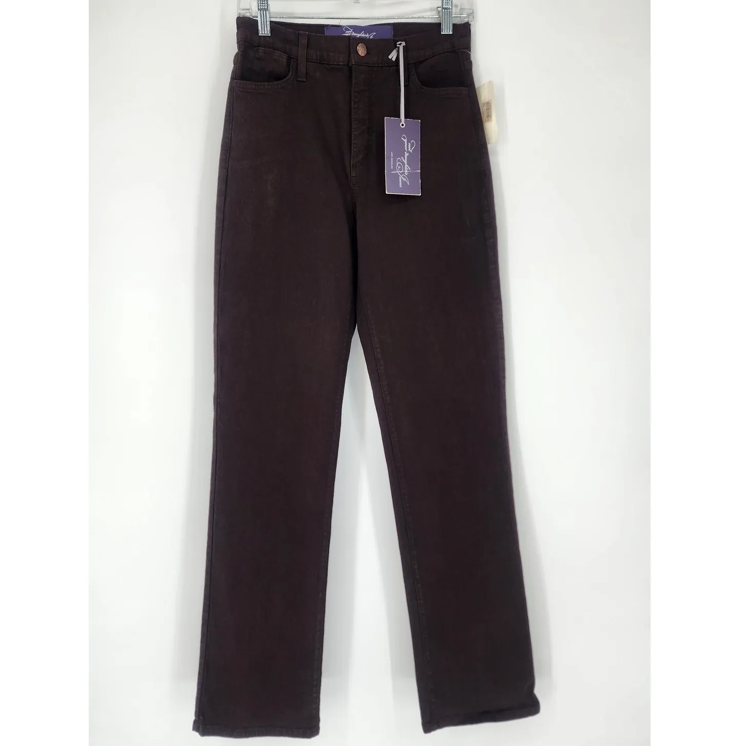 NYDJ Brown Straight Leg Lift Tuck High Rise Jeans Women’s Size 6 NWT - Image 2