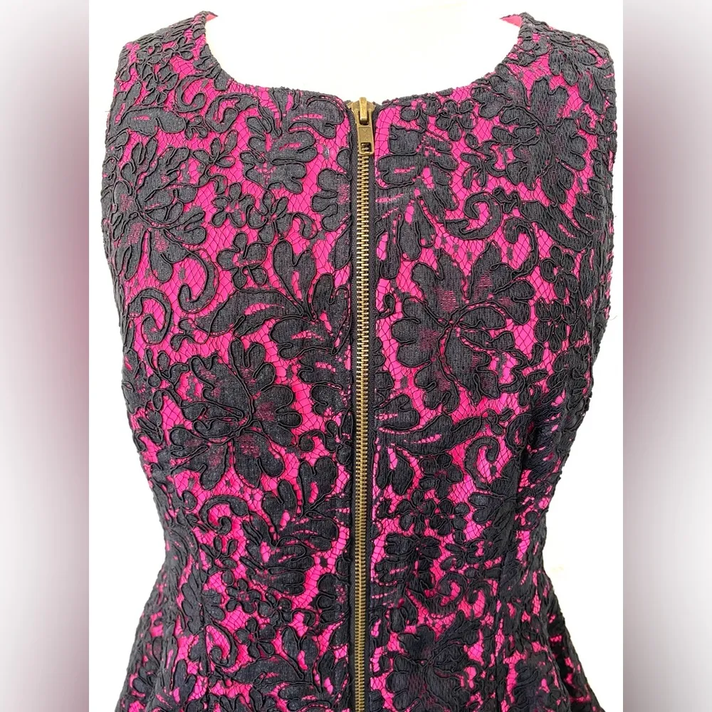 Jovani dress short cocktail party wedding pink black lace Barbie core homecoming - Image 4