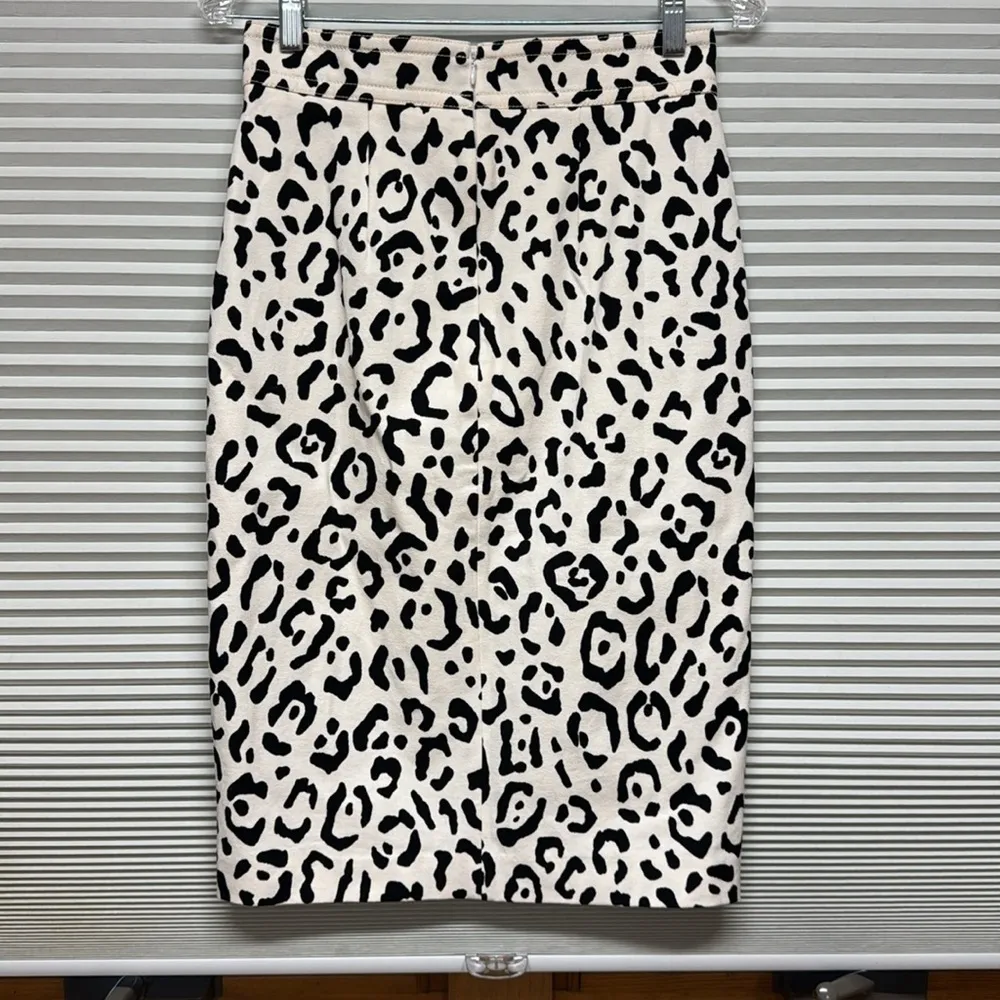 Ann Taylor NWT Cream Leopard Cheetah Animal Print High Waist Pencil Skirt Size 0 - Image 4