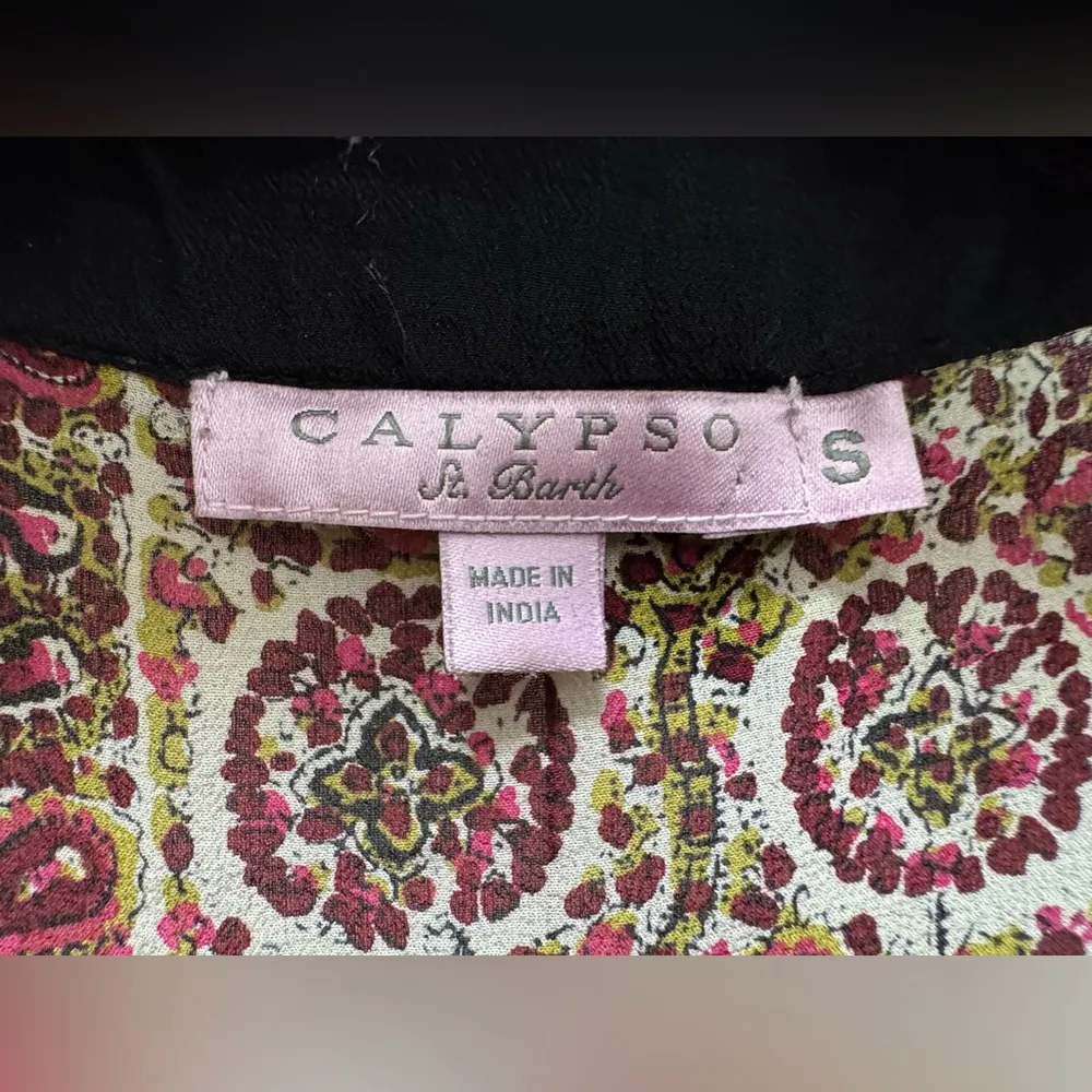 Calypso St. Barth Elmika paisley Tunic Blouse with beaded collar Small bohemian - Image 2