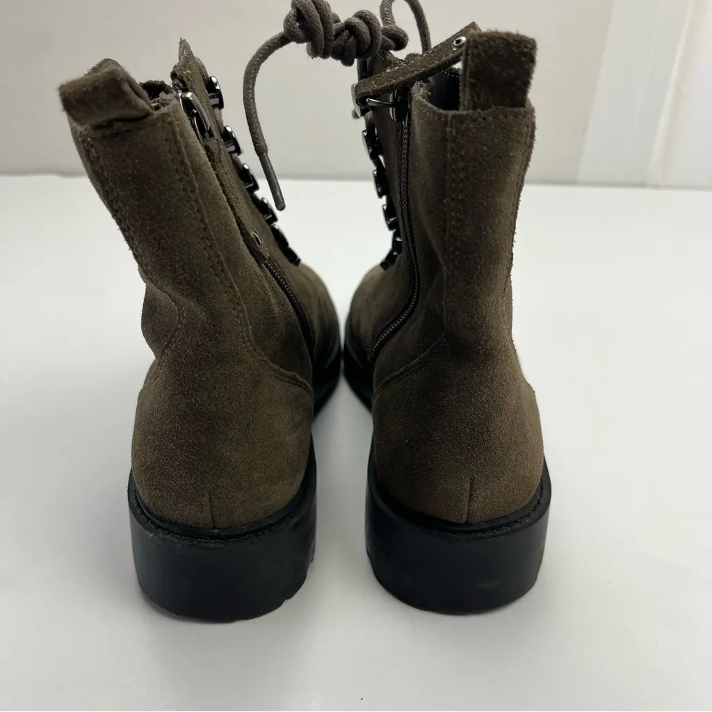 Linea Paolo Trinity Combat Boot Olive Green Suede Lace - Image 10