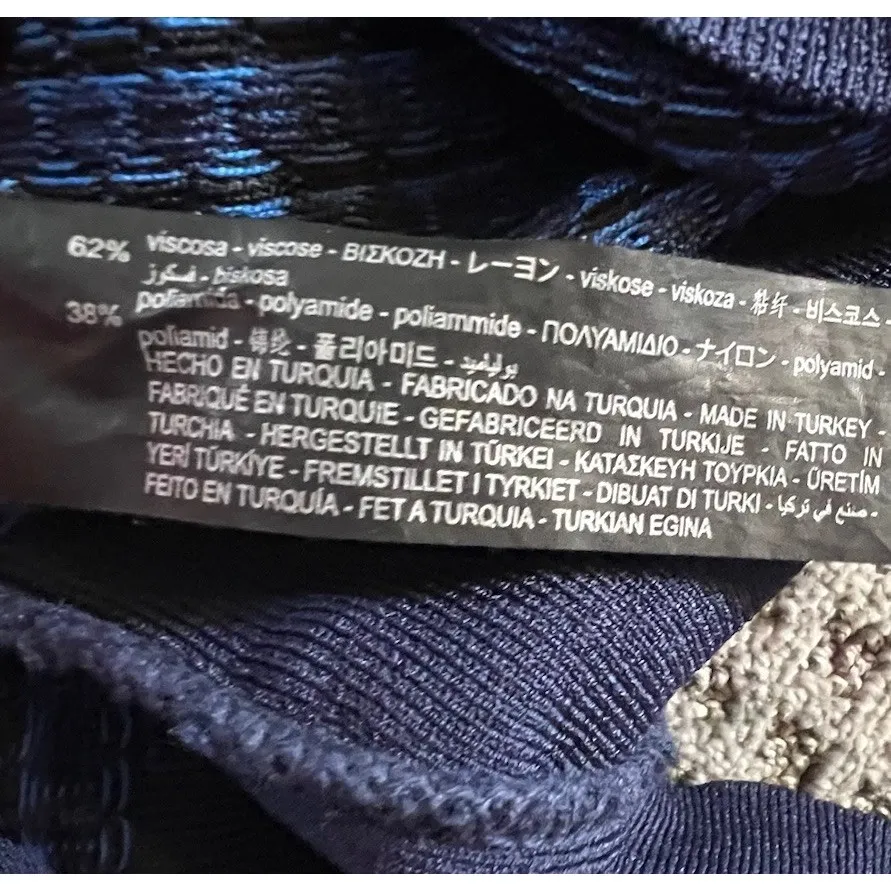 Zara Knit Longline Button Front Cardigan Blue Geometric Print Womens Size Small - Image 6