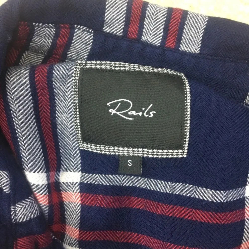 Rails Blue & White Plaid Checker Soft Long Sleeve Button Up Top S - Image 5