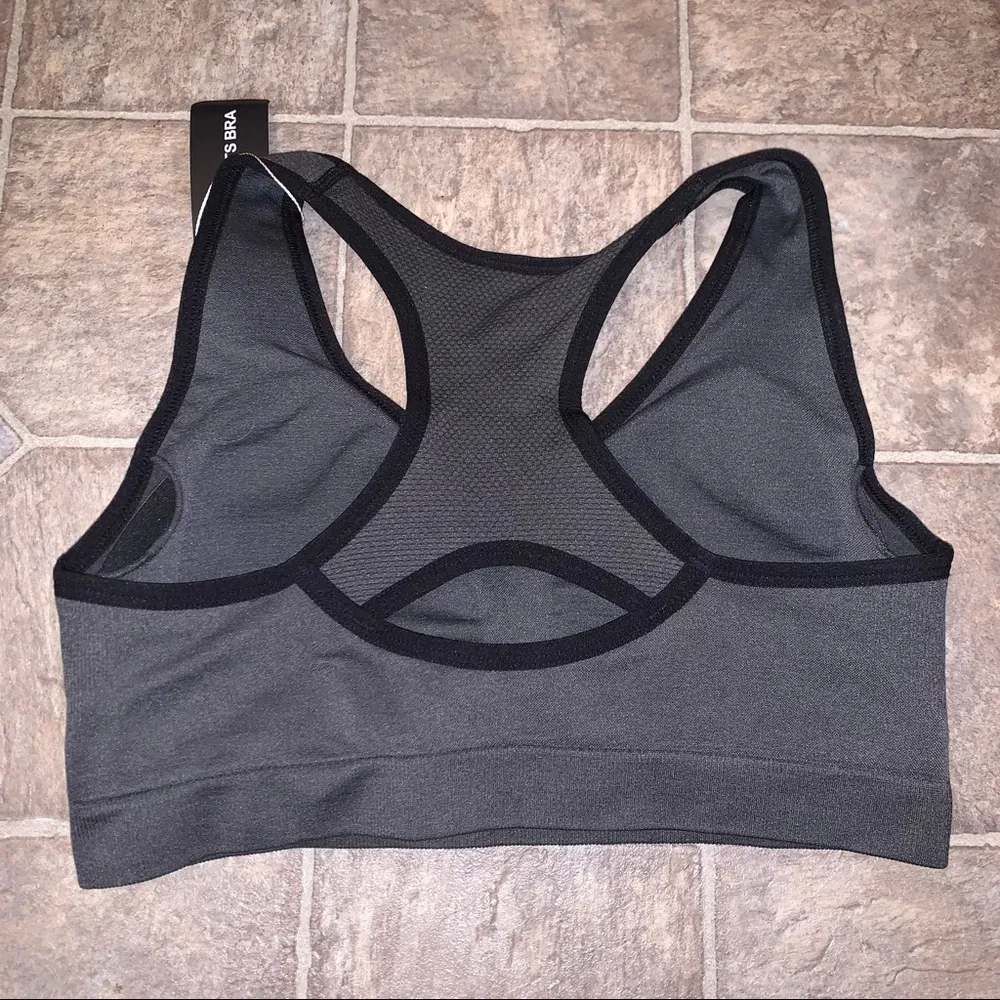 NWT Gray Padded Racerback Sports Bra Size L - Image 2