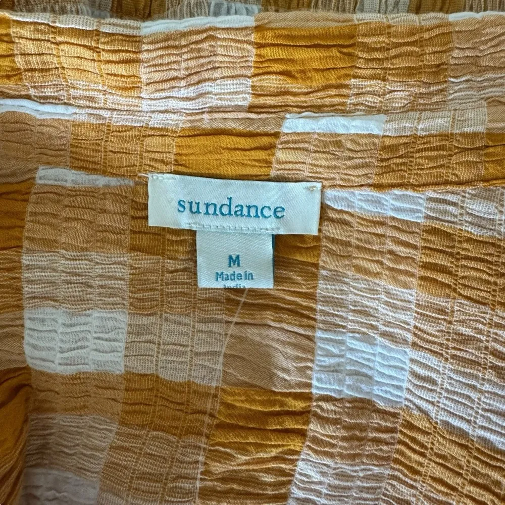 Sundance - Women's Top Lorna Gauze Lightweight Button Up Plaid Yellow Sz M - Image 4