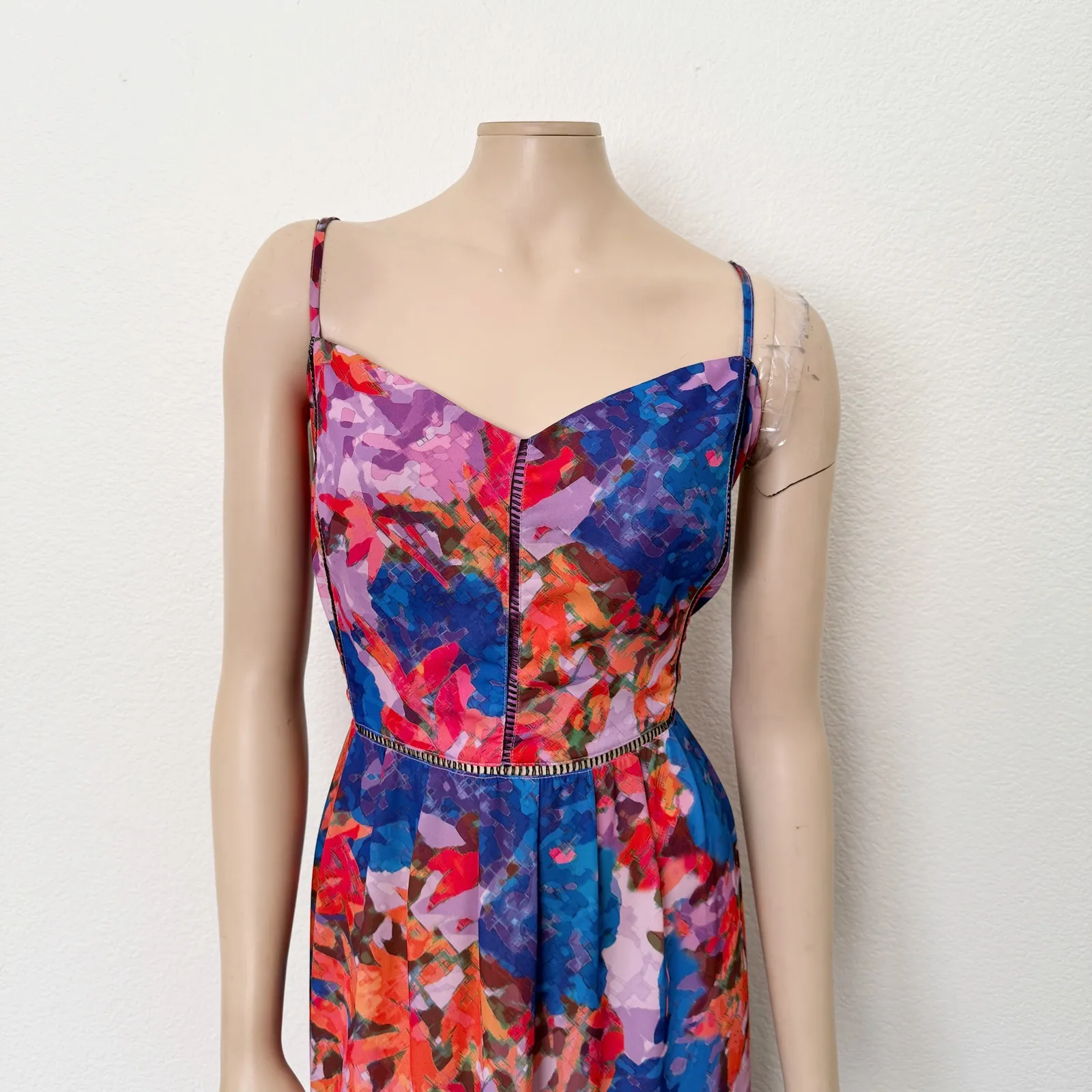 [City Chic] Blue Purple Abstract Floral Print Stained Glass Maxi Dress Sz 20 / L - Image 4