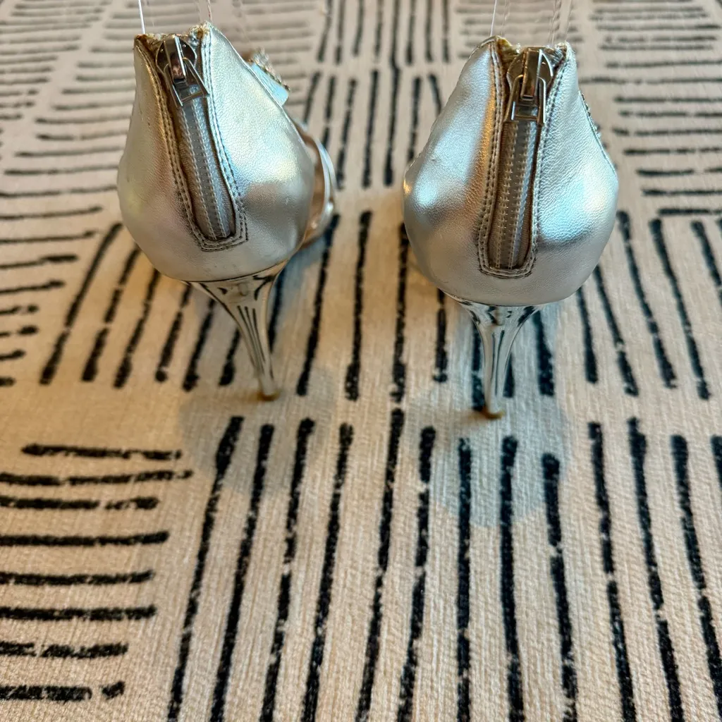 Glint Silver Strappy Heels Size 8 - Image 5