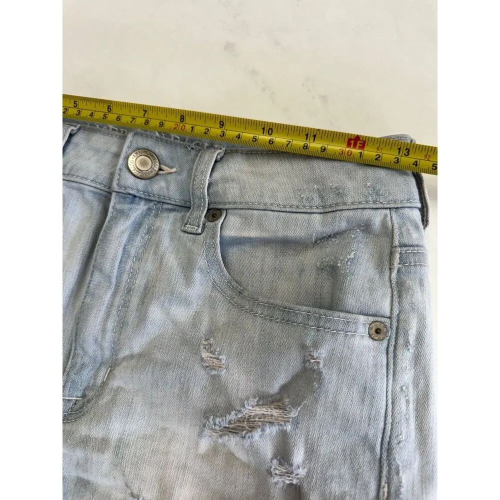 American Eagle Light Wash Super Stretch Hi Rise Shortie Exposed Pocket Casual 6 - Image 6