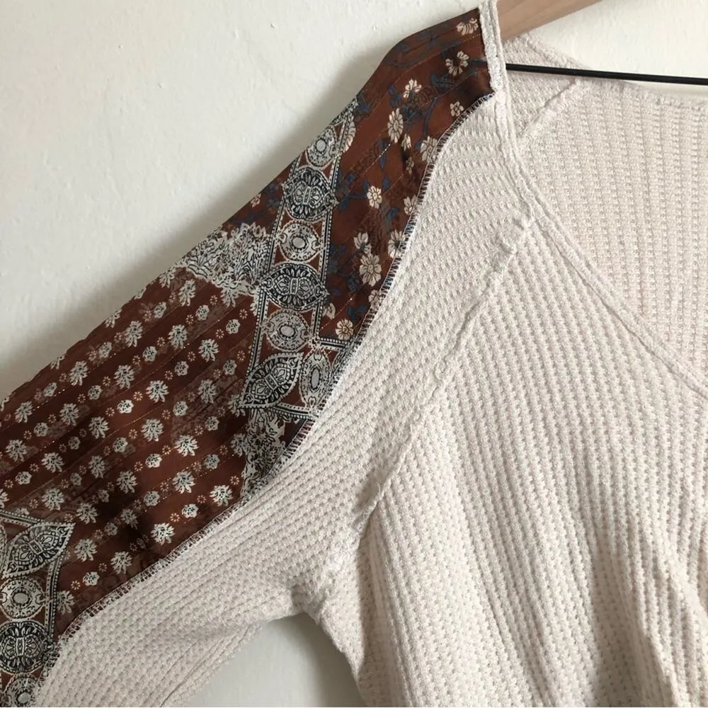 By Together Collection Long Sleeve Silk Paisley Waffle Knit Wrap Tie Blouse Top - Image 13