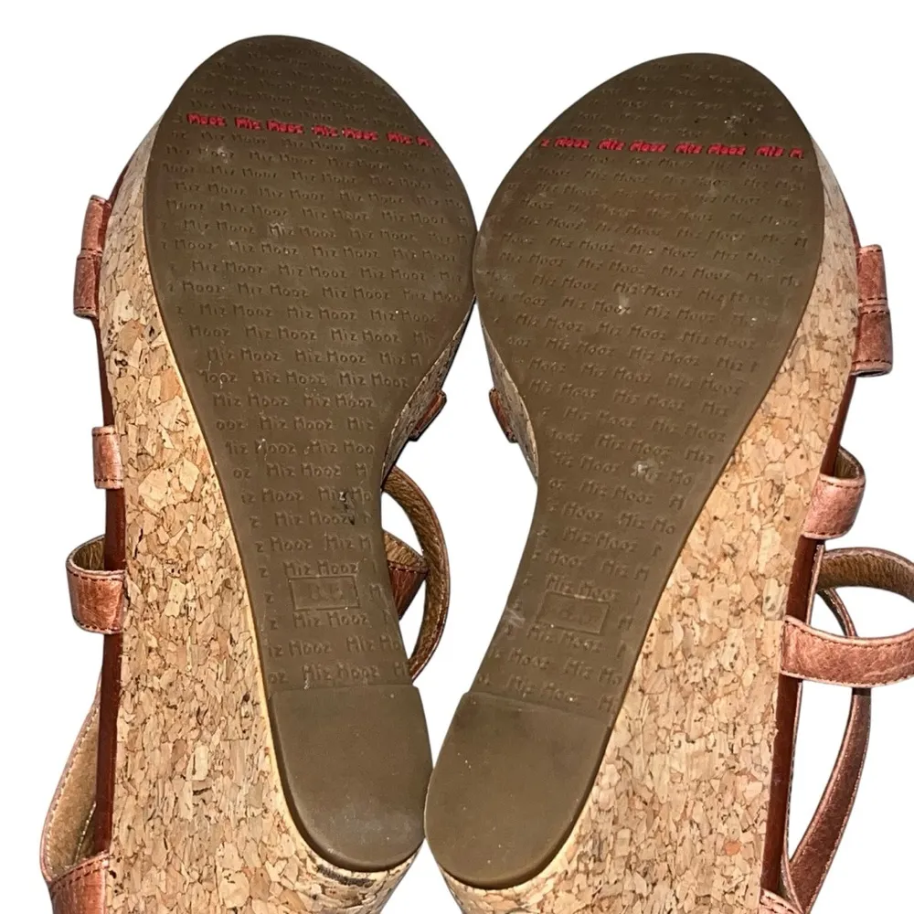 Miz Mooz Brown Leather Kiara Cork Wedge Espadrille Sandals Shoes size 8.5 - Image 11