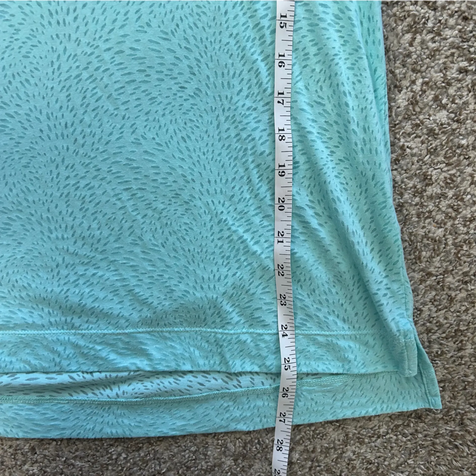 Columbia Teal Patterned Hooded 3/4 Sleeve T-Shirt Top Burnout Lightweight - Image 6