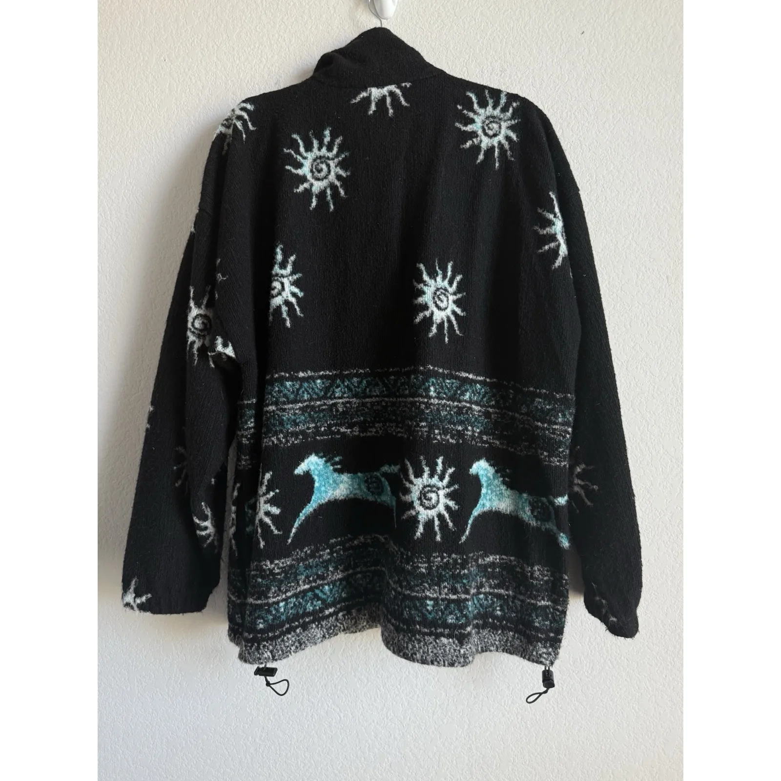 VTG Bear Ridge Outfitters Women's XL Full Zip Jacket Native Fleece Western USA Black - Image 2